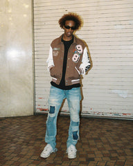 Loiter Flaws Varsity Jacket Brown/Off White