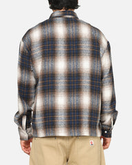 Carre Ombre Zip Up Long Sleeve Shirt Black Plaid