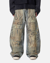 MNML Stitched Barrel Denim Pants Vintage Blue