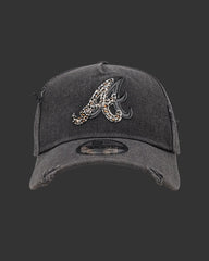 New Era Atlanta Braves 'Patent Leather' 9FORTY A-Frame Strapback Washed Black