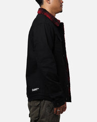 Saint Morta Men's Tartan Sherpa Denim Jacket Black/Red