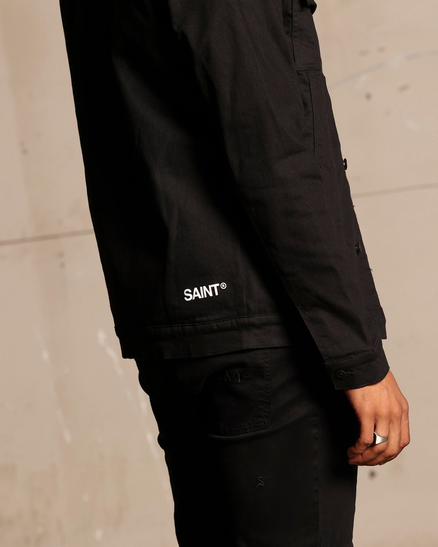 Saint Morta Men's Tartan Sherpa Denim Jacket Black/Red