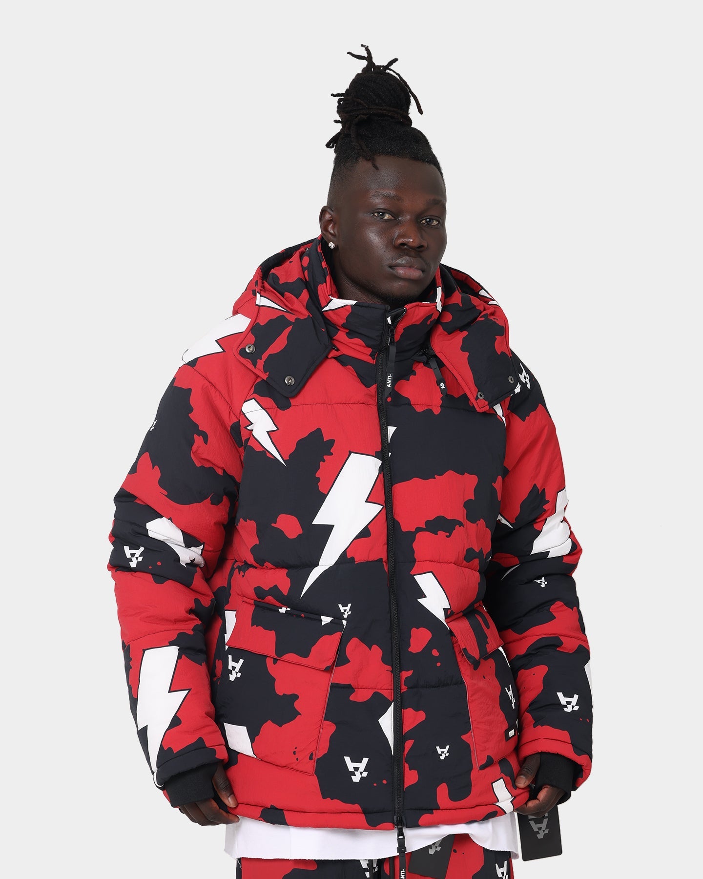 The Anti Order Storm Camo Puffer Jacket Black/Red/White