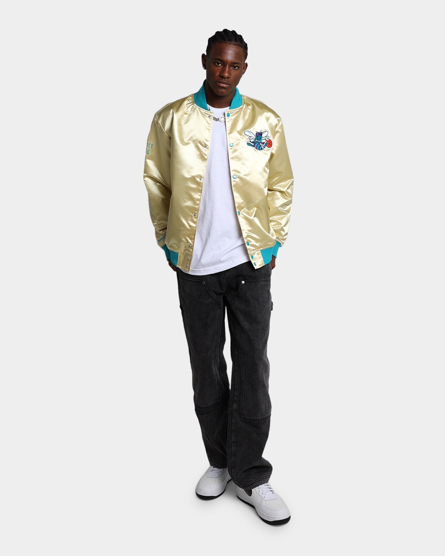 Mitchell & Ness Charlotte Hornets Fashion Lightweight Satin Jacket Light Gold