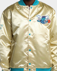 Mitchell & Ness Charlotte Hornets Fashion Lightweight Satin Jacket Light Gold
