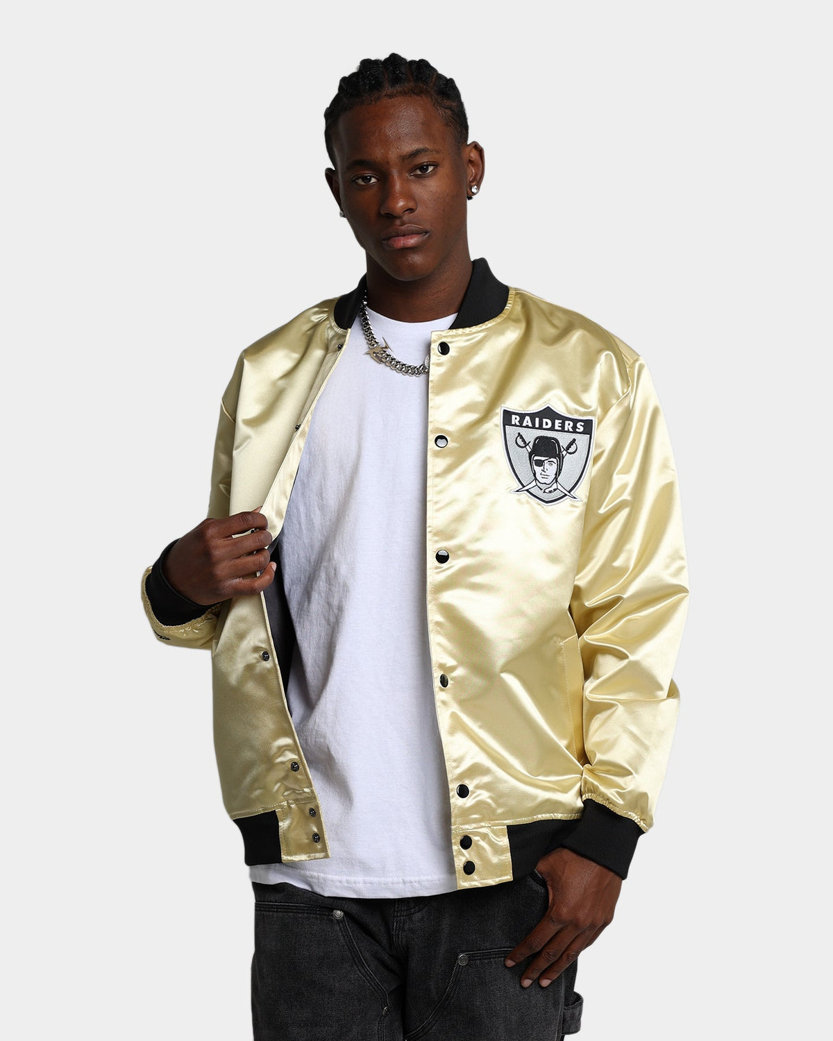 Mitchell & Ness Las Vegas Raiders Fashion Lightweight Satin Jacket Light Gold