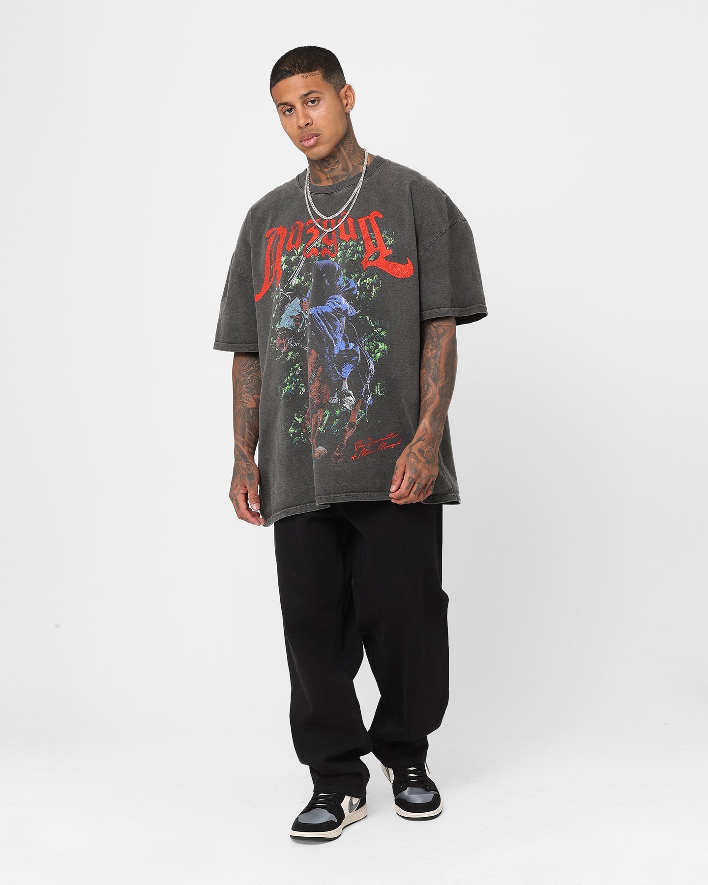 73Studio X The Lord Of The Rings Nazgul Heavyweight Vintage T-Shirt Black Wash
