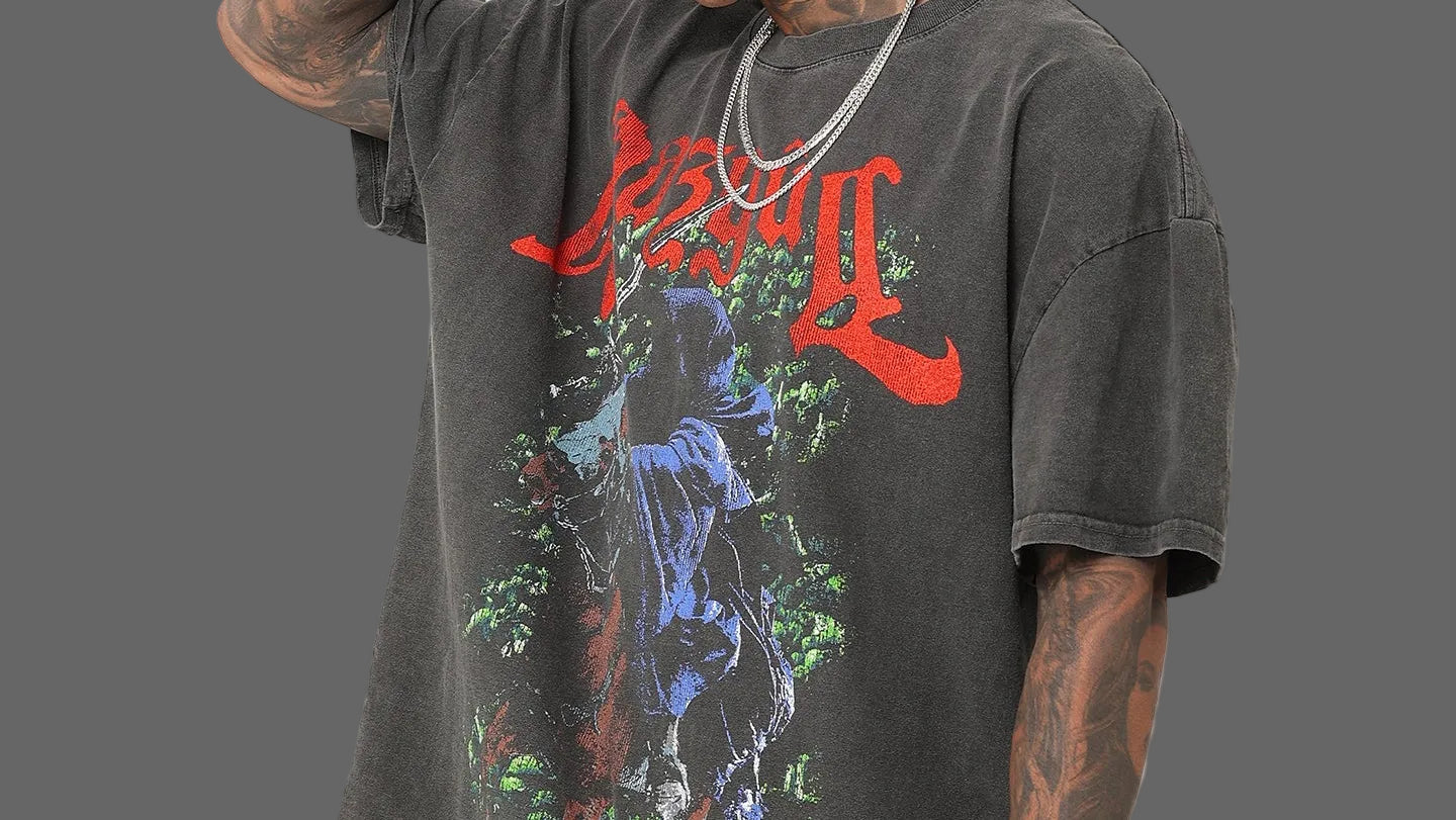 73Studio X The Lord Of The Rings Nazgul Heavyweight Vintage T-Shirt Black Wash