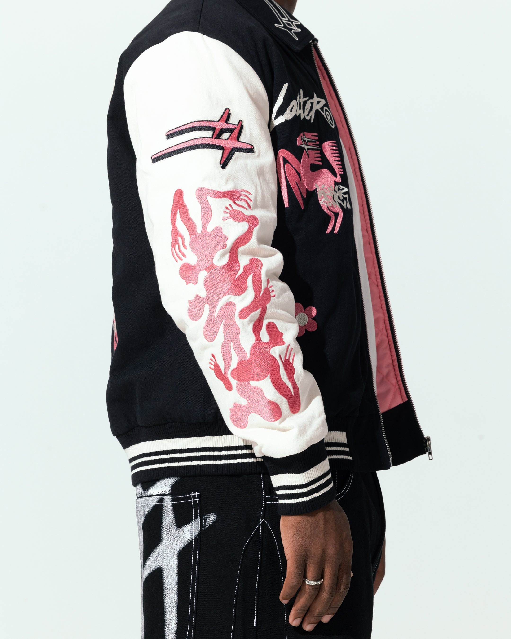 Loiter Oasis Varsity Jacket Black