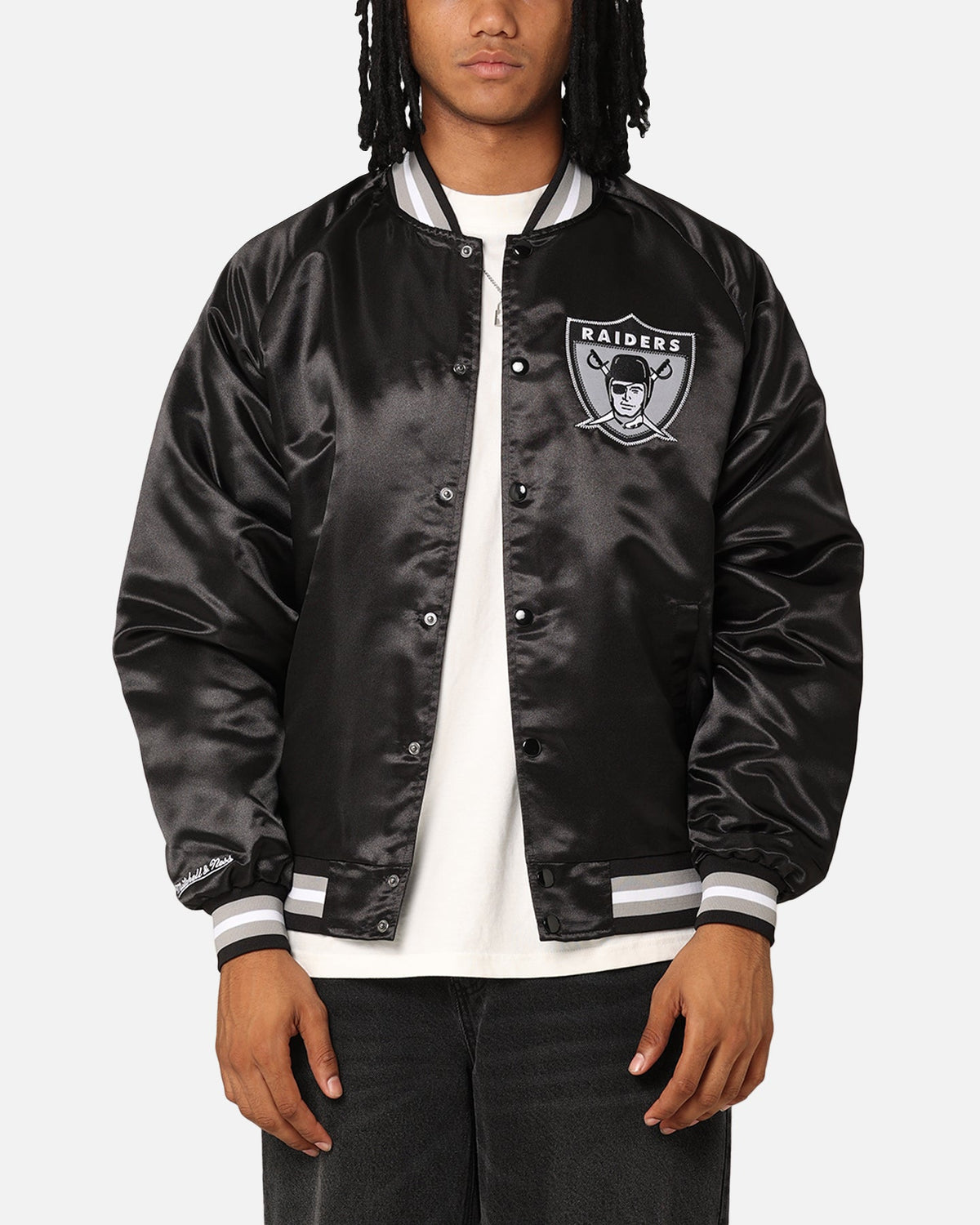Mitchell & Ness Las Vegas Raiders Lightweight Satin Jacket Black