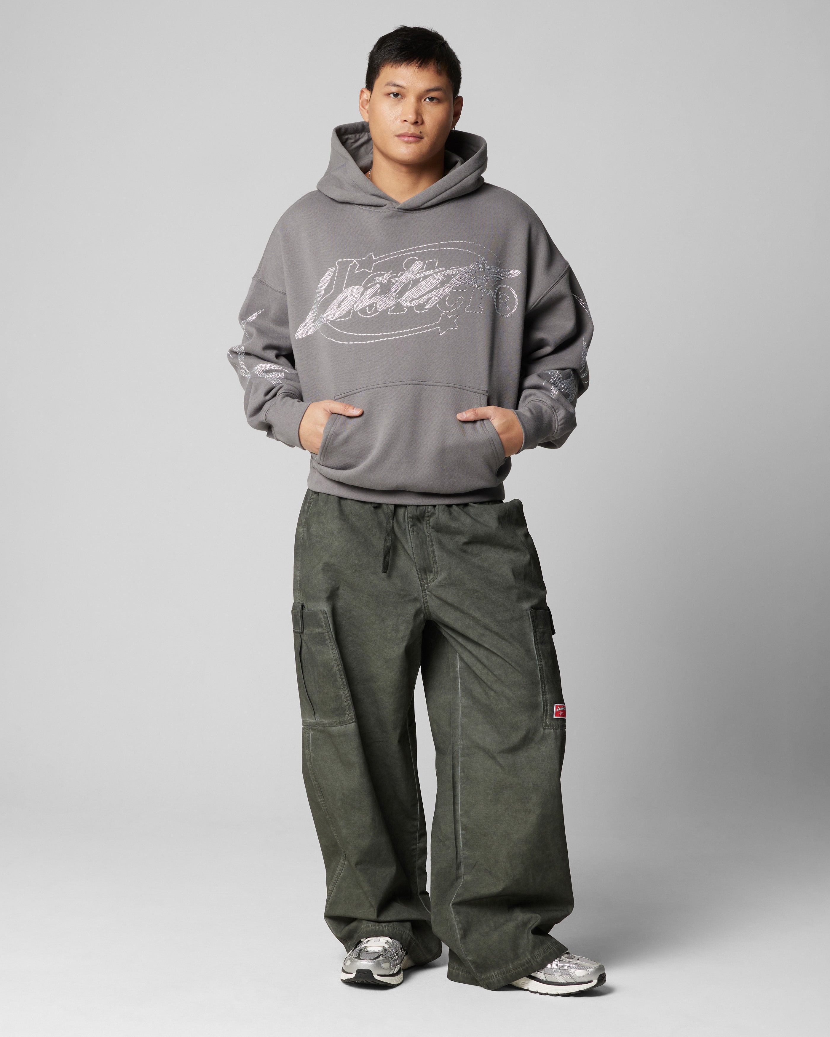 Loiter Atlantic Rhinestone Hoodie Charcoal