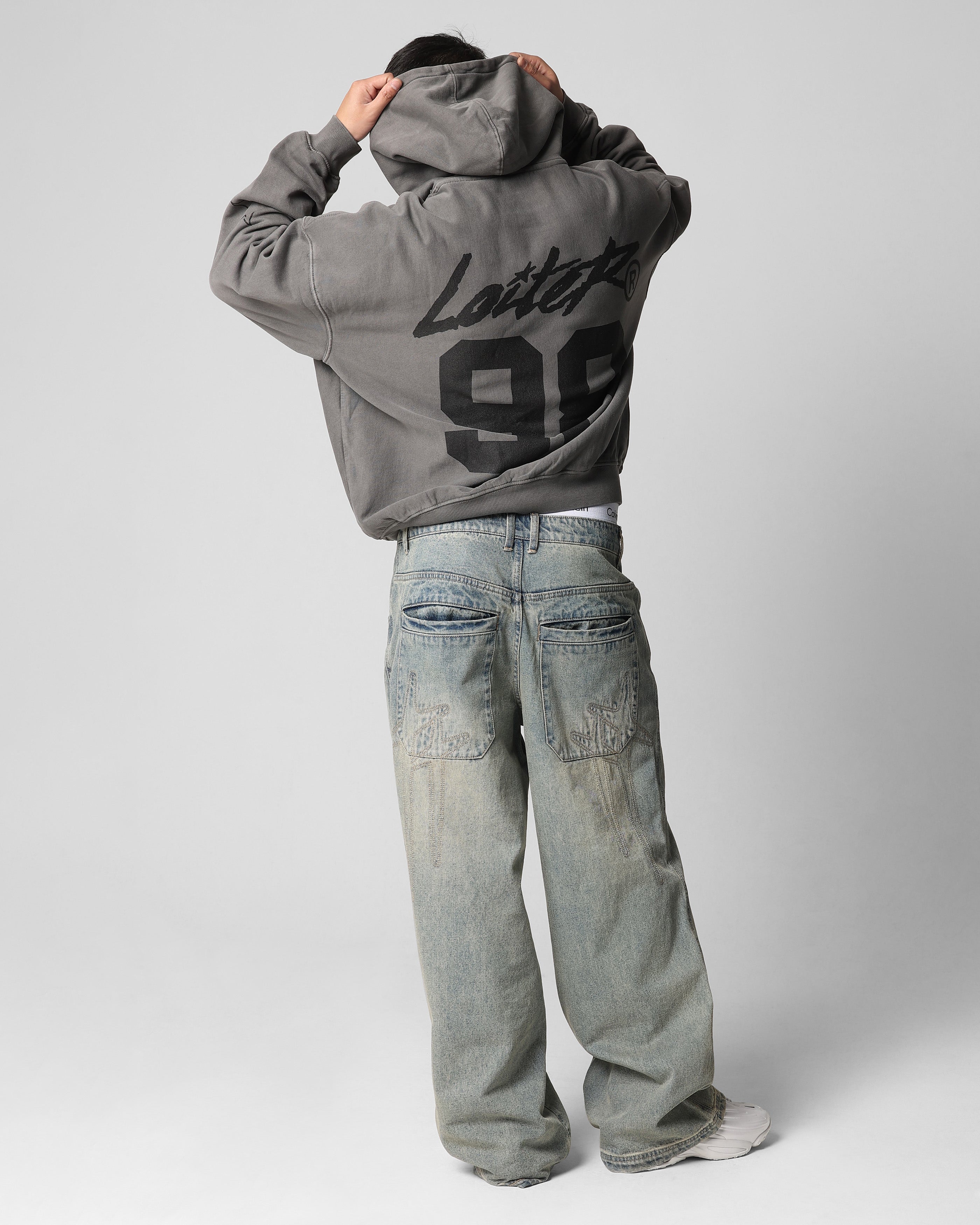 Loiter Training Day Hoodie Washed Charcoal