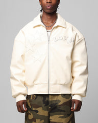 Loiter Solar Vegan Leather Varsity Jacket Beige