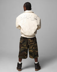 Loiter Solar Vegan Leather Varsity Jacket Beige