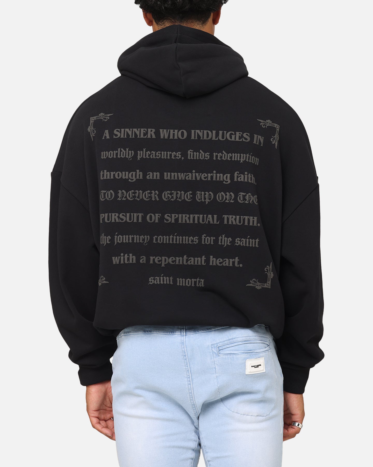 Saint Morta Repentant Heart Boxy Hoodie Black/Black