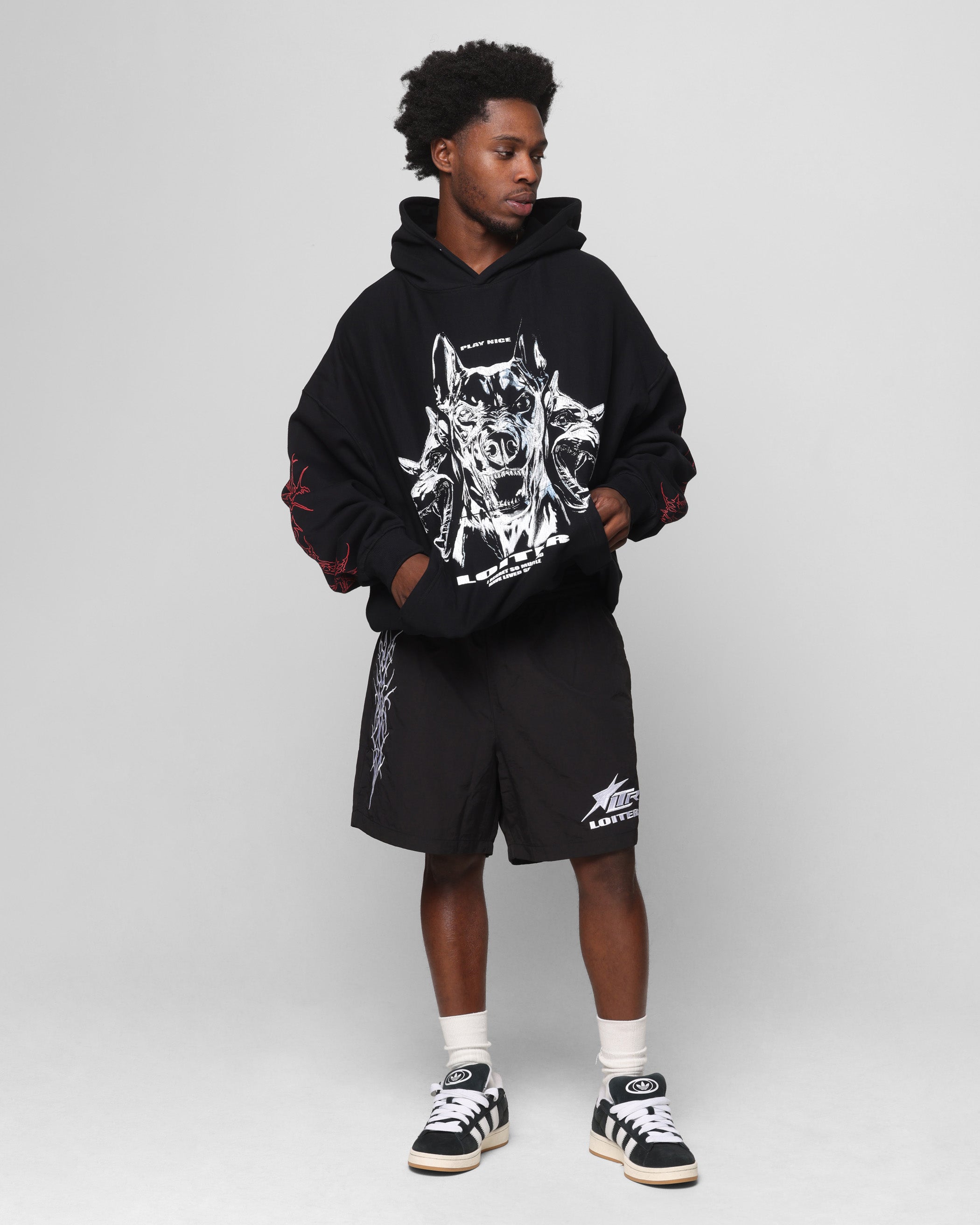 Loiter Chrome Dogs Vintage Hoodie Black