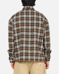 Carre Workwear Long Sleeve Button Up Shirt Brown-Plaid