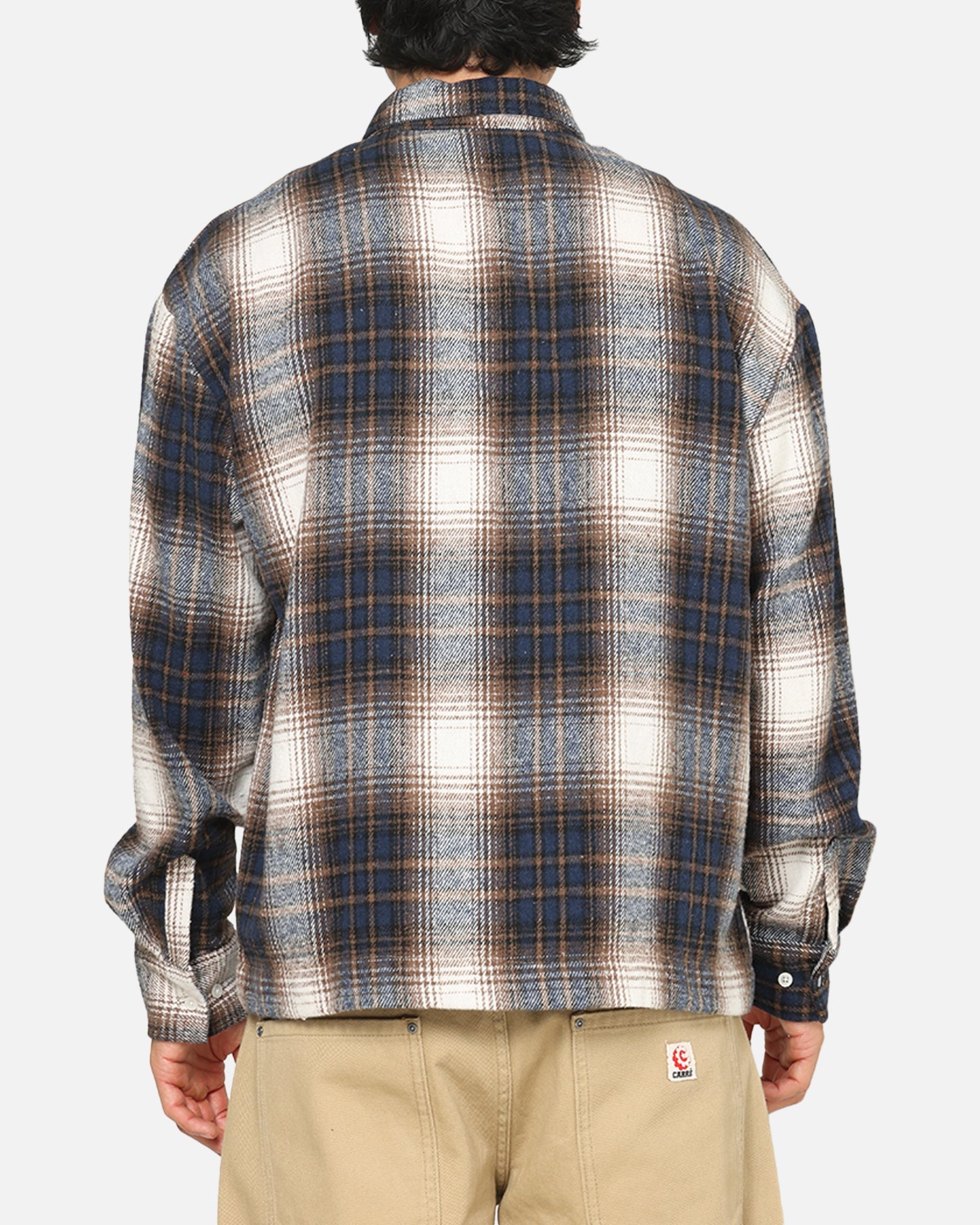 Carre Ombre Zip Up Long Sleeve Shirt Black Plaid