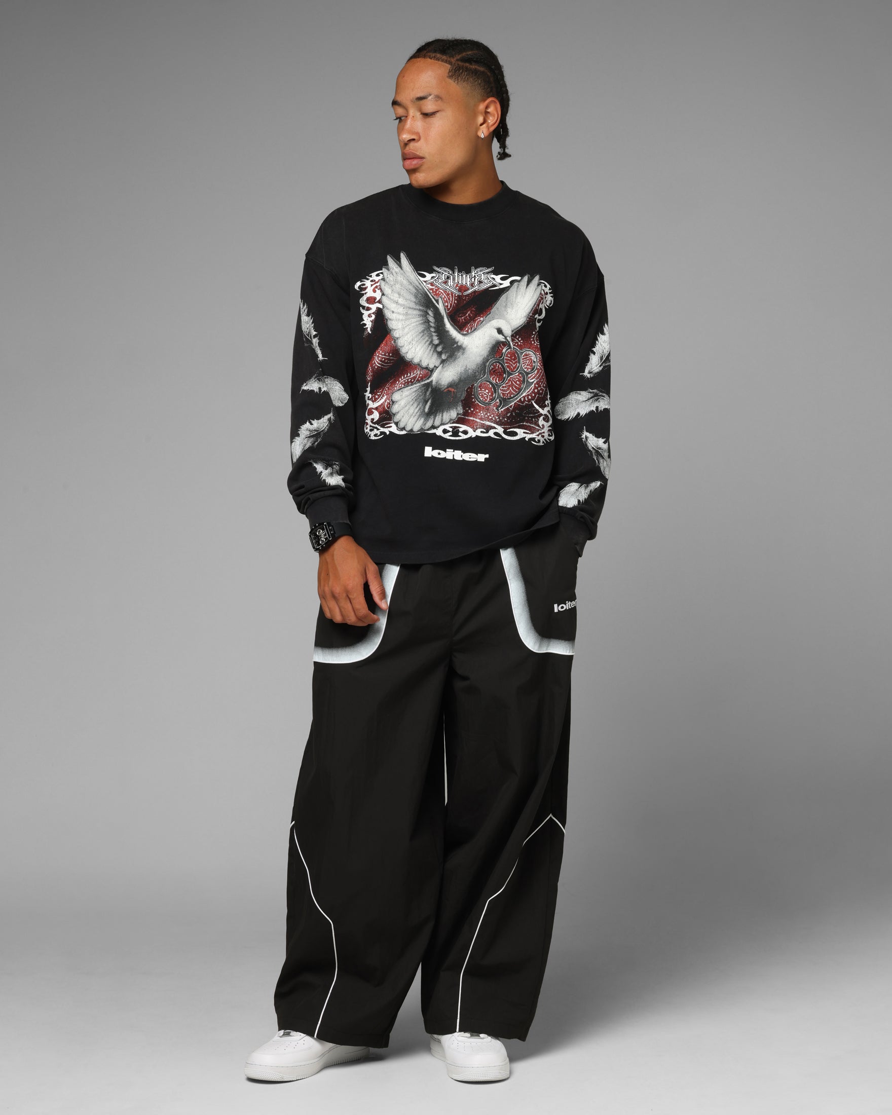 Loiter Dove Vintage Long Sleeve T-Shirt Black