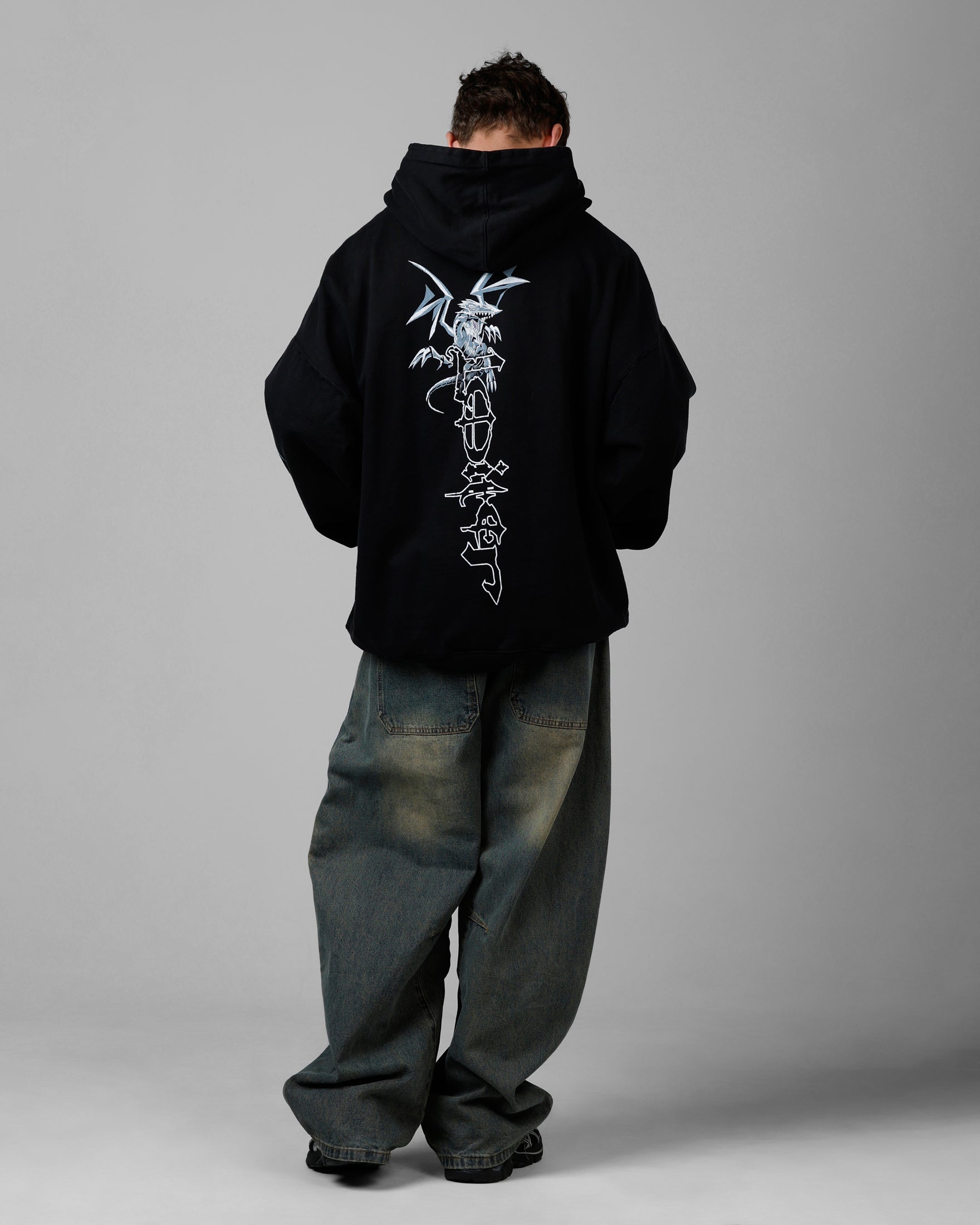 Loiter X Yu-Gi-Oh! Kaiba Blue Eyes Hoodie Black