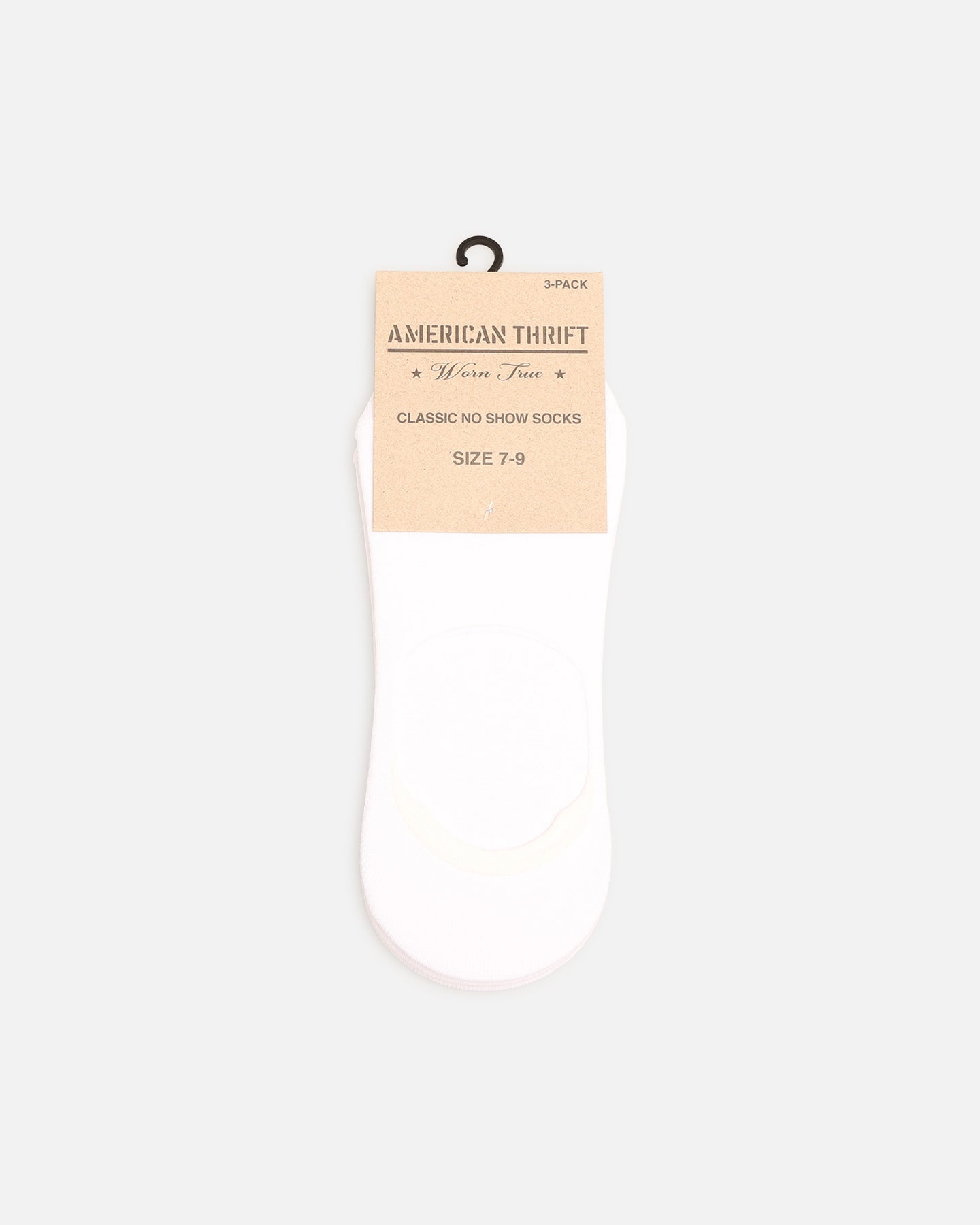 American Thrift Classic No Show Socks 3 Pack White