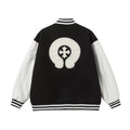 Chrome Hearts Varsity Jacket - Black White Gothic Baseball Coat 2206