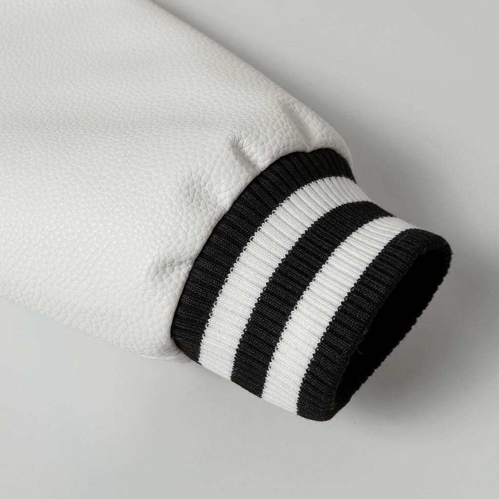 Chrome Hearts Layered Cross Varsity Jacket - Black White Street Style Outerwear 2208