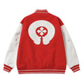 Chrome Hearts Red Cross Varsity Jacket - White Sleeve Gothic Street Baseball Coat D68